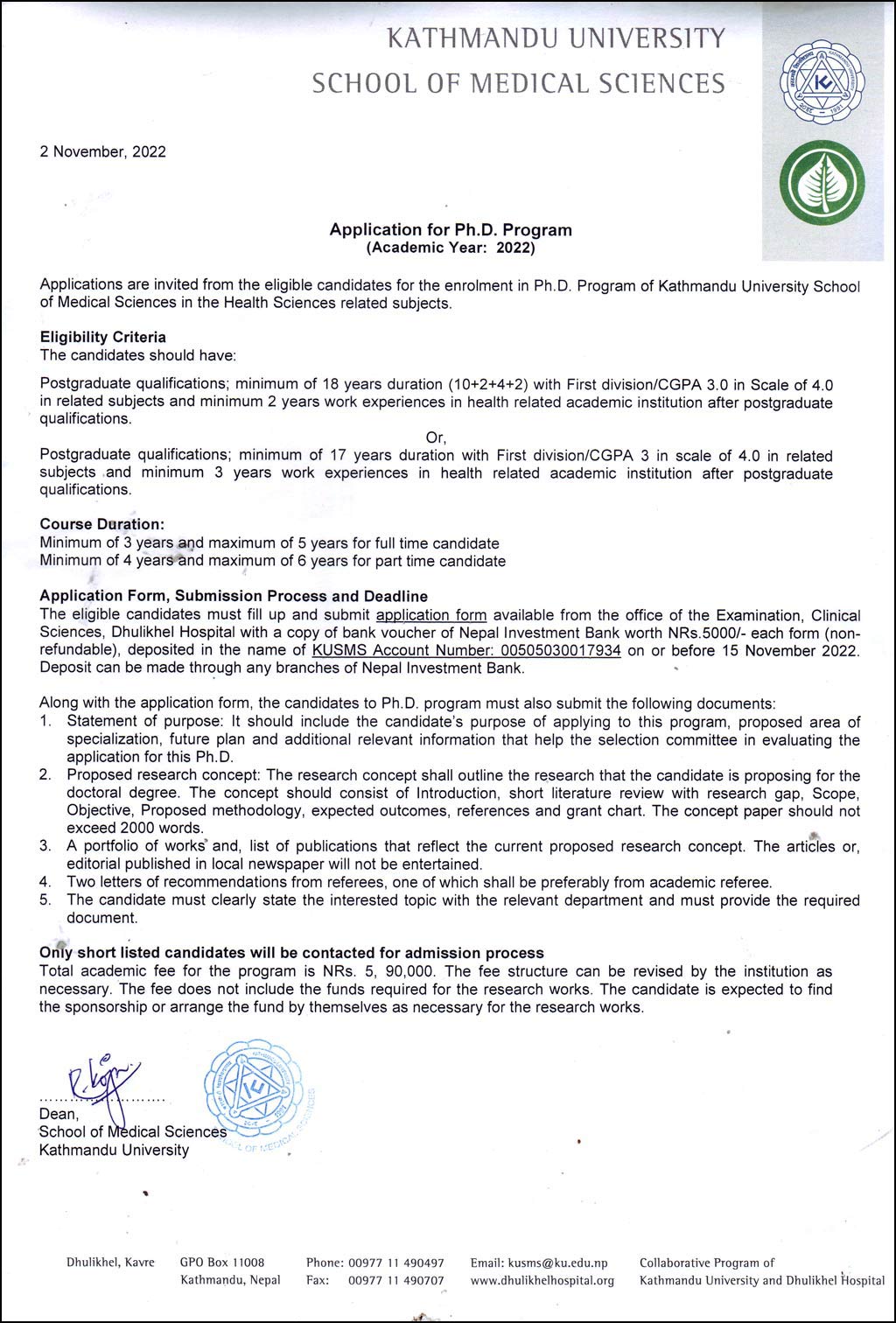 Application Are Invited For Ph D Program 2022 KUSMS   Php Notice 1 